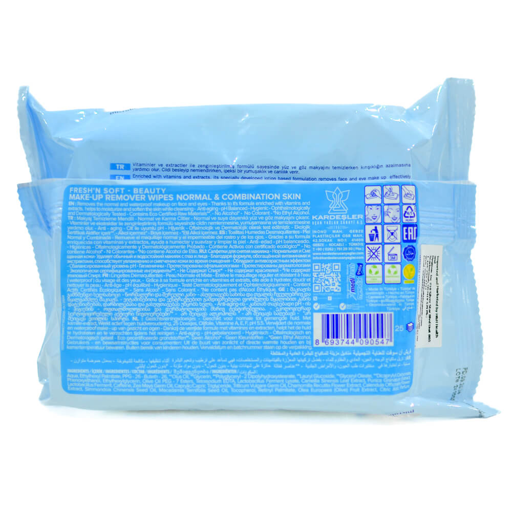 Makeup remover normal and combination skin, 6 packs