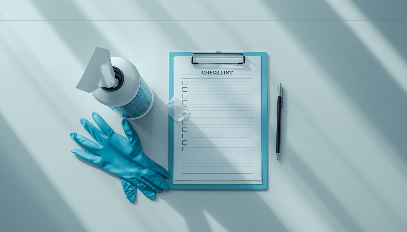 clinic-disinfecting-wipe-checklist-flatlay
